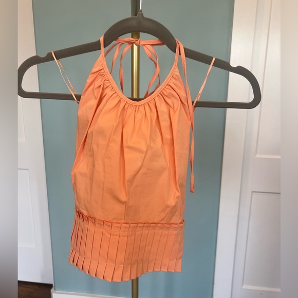 Ramy Brook Size XXS Charlie Pleated Halter Top In Peach NWT - Picture 2 of 9